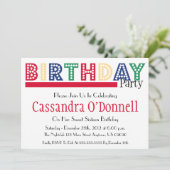 Naam in Liight Birthday Party Invitations (Red) Kaart (Staand voorkant)