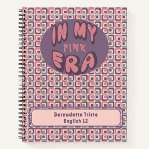 Naam in mijn tijdperk Mideeuw Modern Roze Paarse Notitieboek