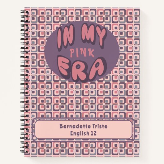 Naam in mijn tijdperk Mideeuw Modern Roze Paarse Notitieboek (Voorkant)