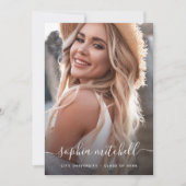 Naam in script | Blush roze foto-Afstuderen Aankondiging (Voorkant)