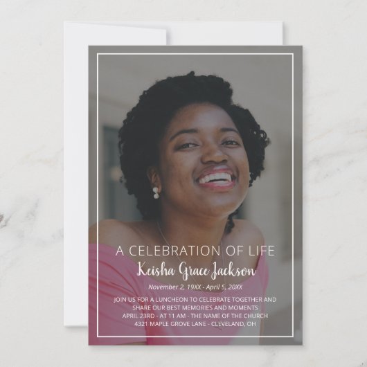 Naam in Script Photo Celebration of Life Kaart (Voorkant)