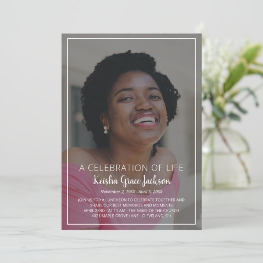 Naam in Script Photo Celebration of Life Kaart (Staand voorkant)