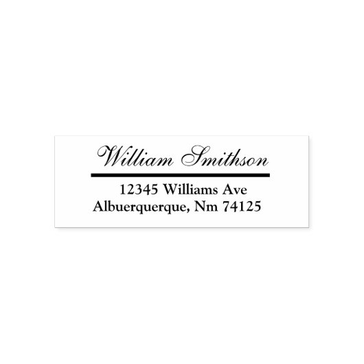 Naam in script | Straat Stad — Zip in druk Zelfinktende Stempel (Design)