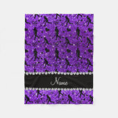 Naam indigo paarse glitter hockey harten boeg fleece deken (Voorkant)