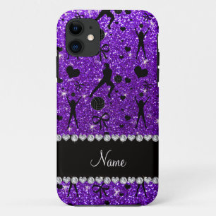 Naam indigo paarse glitter volleyballen harten bog iPhone 11 hoesje
