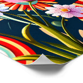 Naam initiaal | Abstracte kleurrijke bloemen & bla Poster (Hoek)