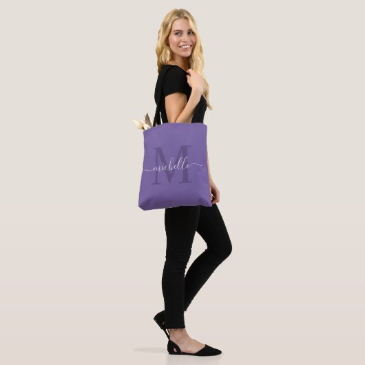  Naam & Initiaal Amethist Paarse Kleur Tote Bag (Op model)