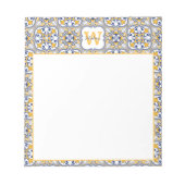 💙 💛 Naam + initiaal Azulejos Notitieblok (Voorkant)