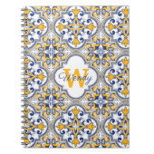 💙 💛 Naam + initiaal Azulejos Notitieboek (Voorkant)