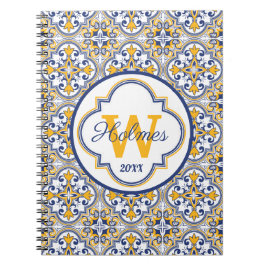 💙 💛 Naam + initiaal Azulejos Notitieboek