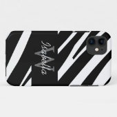 NAAM INITIAAL BLACK ZEBRA STRIPES Case-Mate iPhone CASE (Achterkant (horizontaal))