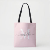  naam & Initiaal Bord pastel roze Tote Bag (Voorkant)