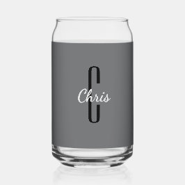Naam initiaal | Charcoal Grey Beverage Blikvorm Glas