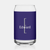 Naam initiaal | Donker Navy Blue drankblikje glas (Voorkant)