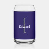 Naam initiaal | Donker Navy Blue drankblikje glas (Achterkant)