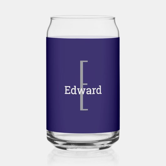 Naam initiaal | Donker Navy Blue drankblikje glas (Achterkant)