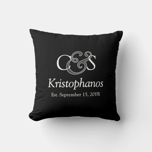 Naam Initiaal Elegant Schrift Trouw Monogram Cadea Kussen (Voorkant)