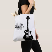naam, initiaal en zwarte driehoekige muziek Guitar Tote Bag (Dichtbij)
