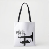 naam, initiaal en zwarte driehoekige muziek GuitTo Tote Bag (Voorkant)