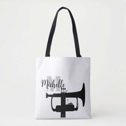 naam, initiaal en zwarte driehoekige muziek GuitTo Tote Bag (Voorkant)