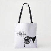 naam, initiaal en zwarte driehoekige muziek GuitTo Tote Bag (Voorkant)