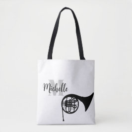 naam, initiaal en zwarte driehoekige muziek GuitTo Tote Bag
