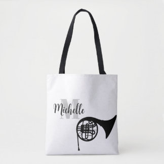 naam, initiaal en zwarte driehoekige muziek GuitTo Tote Bag