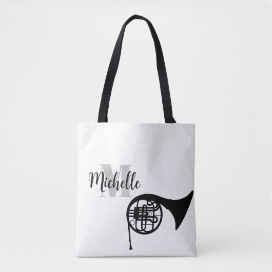 naam, initiaal en zwarte driehoekige muziek GuitTo Tote Bag (Voorkant)