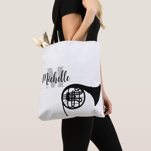 naam, initiaal en zwarte driehoekige muziek GuitTo Tote Bag (Dichtbij)