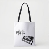 naam, initiaal en zwarte driehoekige muziek GuitTo Tote Bag (Voorkant)