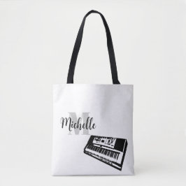 naam, initiaal en zwarte driehoekige muziek GuitTo Tote Bag