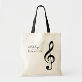 naam, initiaal en zwarte driehoekige muziek tote bag (Voorkant)