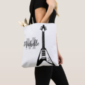 naam, initiaal en zwarte drievoudige muziekcanvas  tote bag (Dichtbij)