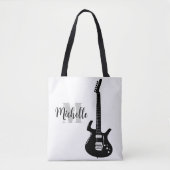 naam, initiaal en zwarte drievoudige muziekcanvas tote bag (Voorkant)