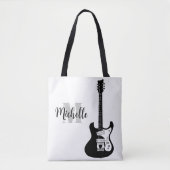 naam, initiaal en zwarte drievoudige muziekcanvas  tote bag (Voorkant)