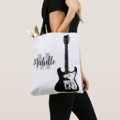 naam, initiaal en zwarte drievoudige muziekcanvas tote bag (Dichtbij)