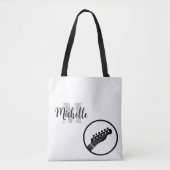 naam, initiaal en zwarte drievoudige muziekcanvas tote bag (Voorkant)
