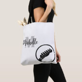naam, initiaal en zwarte drievoudige muziekcanvas tote bag (Dichtbij)