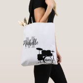 naam, initiaal en zwarte Drums-canvas tas (Dichtbij)