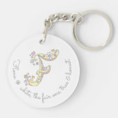 Naam initiaal F meisjes gepersonaliseerde sleutelh Sleutelhanger (Achterkant)