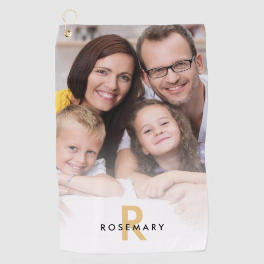 Naam Initiaal foto Overlay Monogram Golfhanddoek (Voorkant)