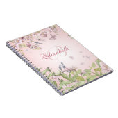 Naam + Initiaal Girly Pink Wildflower + Vlinder Notitieboek (Rechterzijde)