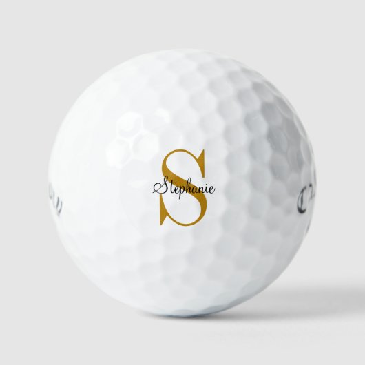 Naam Initiaal Golfbal met Gouden Monogram Golfballen (Voorkant)
