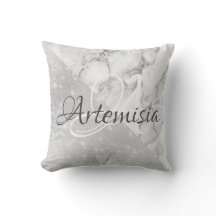 Naam Initiaal Grijs Marmeren Vonk Geometrie Wit