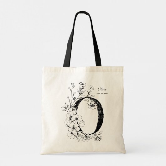 Naam Initiaal Letter N rustic floral personalized Tote Bag (Achterkant)