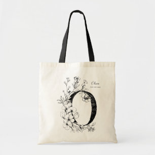 Naam Initiaal Letter N rustic floral personalized  Tote Bag