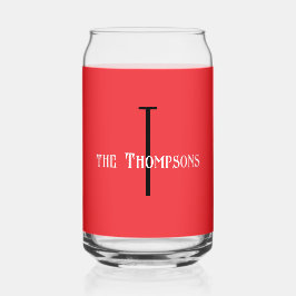 Naam initiaal | Levendige rode 16oz drank Blikvorm Glas