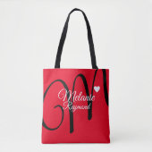 Naam & initiaal Liefde Hartrood Tote Bag (Voorkant)