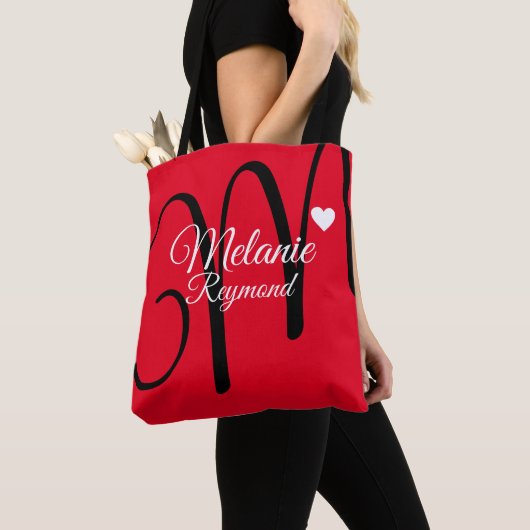 Naam & initiaal Liefde Hartrood Tote Bag (Dichtbij)