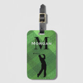 Naam, Initiaal Mannelijke Golfer Silhouette Green  Bagagelabel (Voorkant (verticaal))